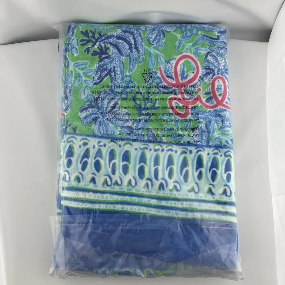 Lilly Pulitzer Beach Towel Keepin It Reel Cabana Green and Blue Brand New
